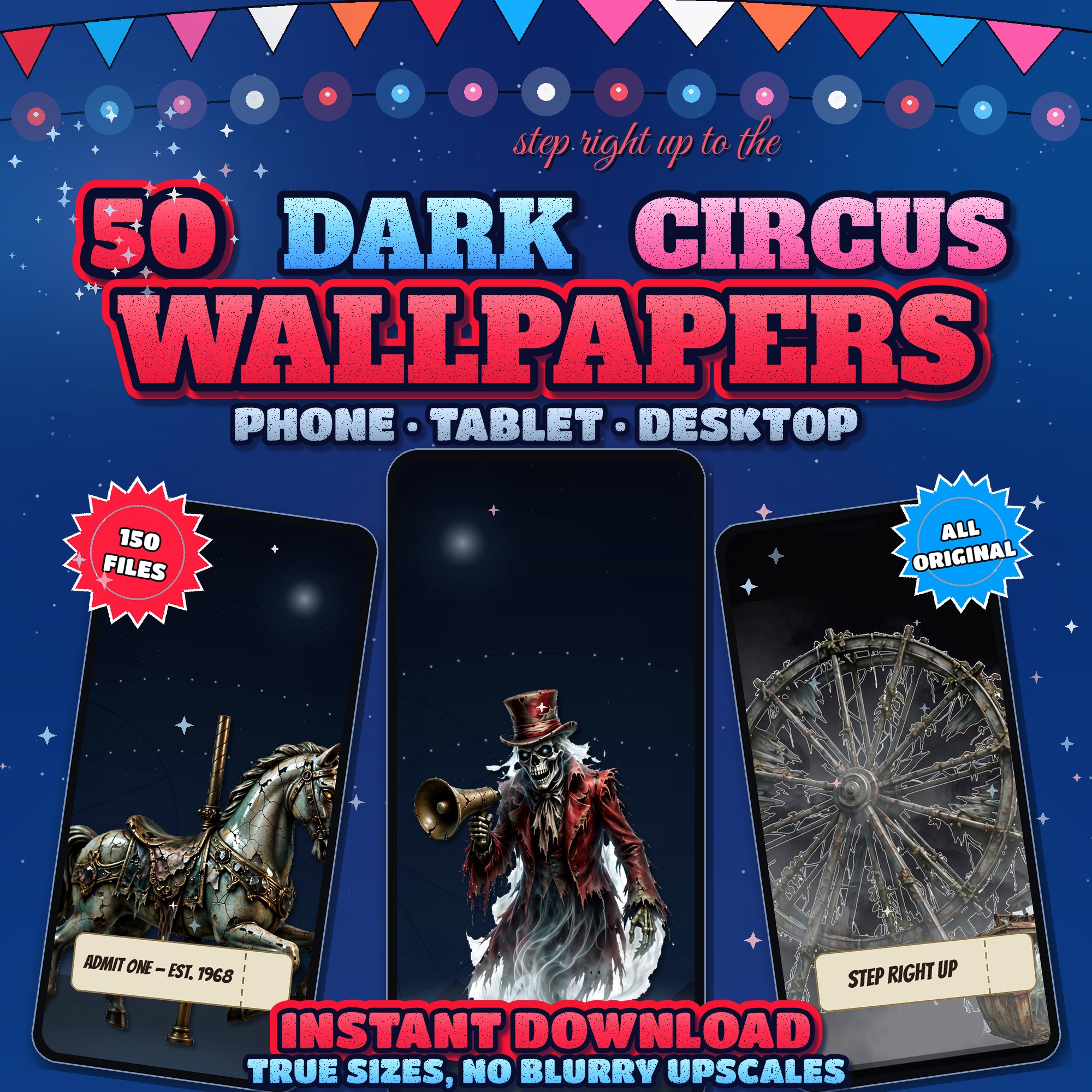 50 Haunted Carnival Wallpaper Pack, Dark Circus Phone Wallpaper, Gothic Desktop Background, Spooky iPhone Lock Screen, Tablet Mega Bundle