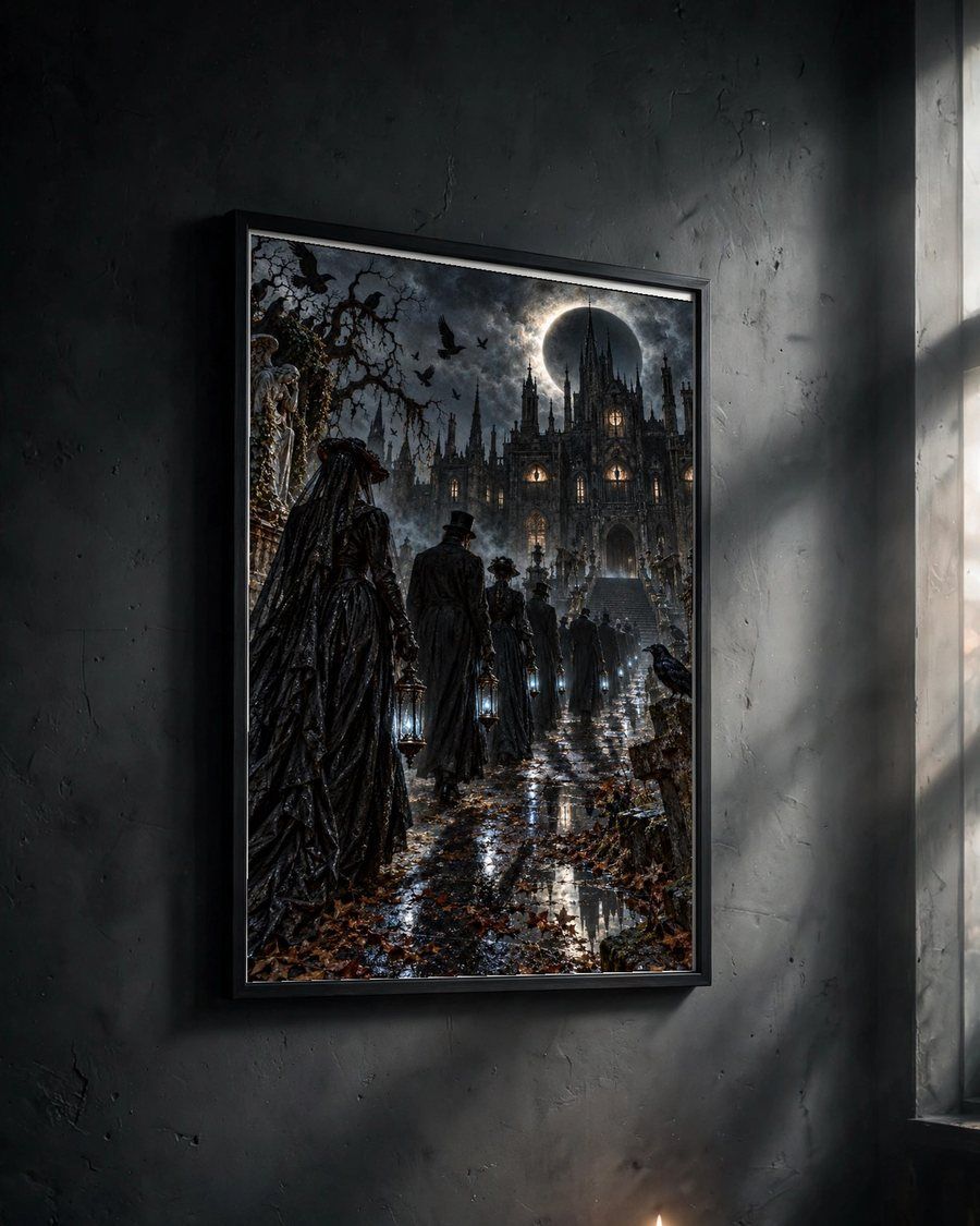 Haunted Manor Wall Art, Gothic Halloween Print, Dark Academia Decor, Victorian Horror Printable, Digital Download